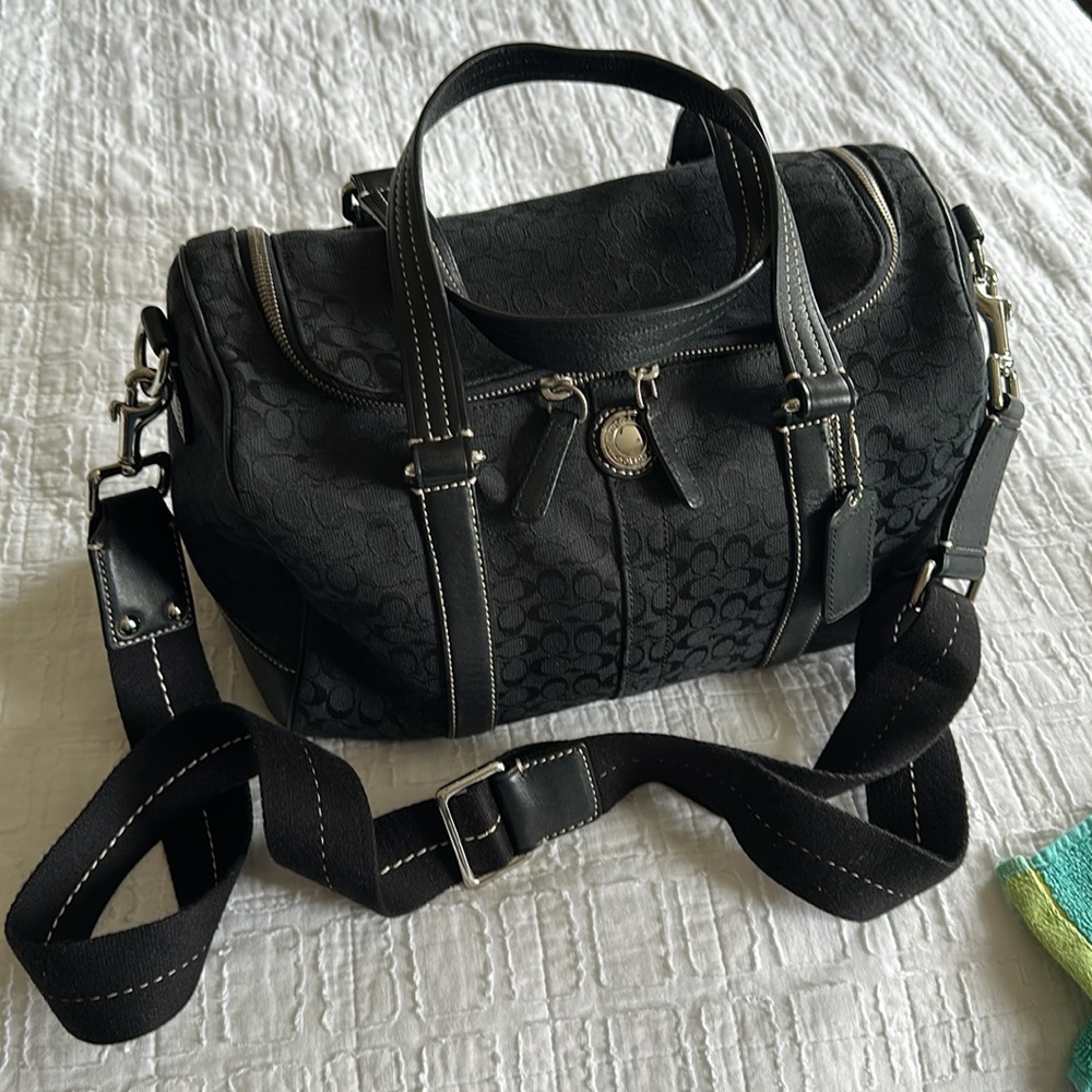 Coach Black Signature travel/ cosmetic carry on bag. Good condition.